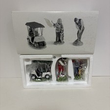 Department 56 Snow Village “First Round of the Year” Golf Figures Retired Set 3 picture