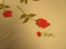 VTG. COTTON VERA 50X67 RED ROSES CLEAN WITHOUT DAMAGE picture