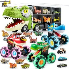 JOYIN Dinosaur Truck with 12 Pull Back CarsJOYIN 13 in 1 Dinosaur Toys for Kids picture