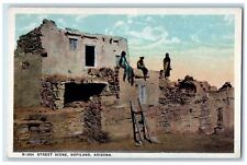 c1920's Street Scene House Stone People On Top VIew Hopiland Arizona AZ Postcard picture