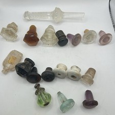 Antique Glass Bottle Stoppers Apothecary Vial Knobs Lot Mixed Colored Craft picture
