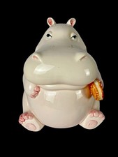 Vintage 1980 Fitz & Floyd Pink Hippo Cookie Jar Hippopotamus Ceramic Taiwan 9” picture