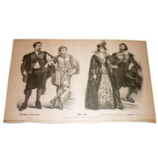 Antique Münchener Bilderbogen No 296 German Fashion Costume Lithograph Print picture