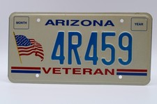 US - ARIZONA - VETERAN series license plate - very nice original 4R459 picture