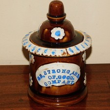 Rare Antique Barge Ware Tobacco Jar with Cover picture