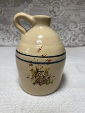 Vintage Paul Storie Pottery Marshall Texas Stoneware Jug Wagon Wheel Blue Stripe picture