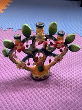 Authentic Handmade Vintage Mexican Tree Of Life Pottery Made In Mexico LOOK picture