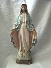 Vintage Virgin Mary Chalkware Statue Our Lady Of Grace Made Italy ? 18
