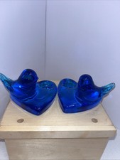 2 Byron Hicks SIGNED Heart 1987 Bluebird Happiness Candle Holder Ozark Studiosl picture
