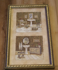 C. Winterle Olson Bathroom Art Double Picture Home Interior Made in USA 24