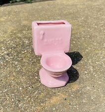 Vintage Ceramic Pink Toilet Ashtray and Cigarette Holder picture