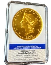 1849 LIBERTY HEAD DOUBLE EAGLE REPLICA W/PAPERS AMERICAN MINT - 24K GOLD LAYERED picture