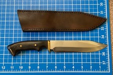 Robert Hankins handmade Arizona Bowie, carbon steel, micarta, leather sheath picture