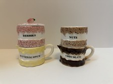 Holt Howard 1959 Ceramic Ice Cream Sundae Set-Chocolate Nuts Berries & Buttersco picture