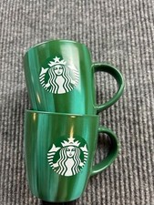 Starbucks MISTY Green Marbled Coffee Mugs Lot Of 2 picture