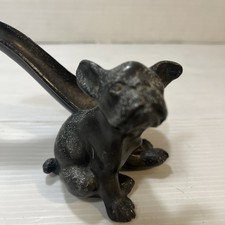 Antique French Bulldog Pipe Stand Holder Cast Iron Collectible Grey 3” picture