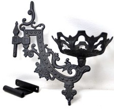 Vintage Black Wrought Iron Swivel Wall Oil Lamp Holder with Wall Bracket picture