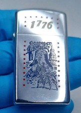 Vintage Zippo Cigarette Lighter 1776 Liberty Bell Slim Size Hull Electric Inc picture