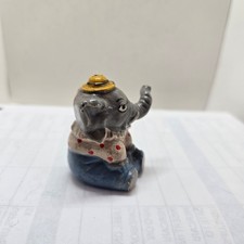 Vintage Hubley Miniature Elephant Figurine Polka Dot Shirt Yellow Hat Circus picture