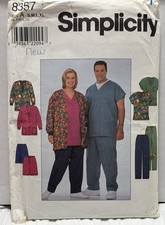 Simplicity 8357 Size S-XL Women’s & Mens Jacket, Top, Pants Or Shorts PREOWNED picture