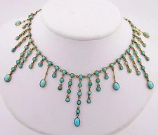 Estate Victorian Persian Turquoise 18k Yellow Gold Over Festoon 16