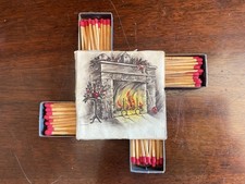 Vintage 1950s 4-Drawer Novelty Matchbox Tower Santa Fireplace Acorn Pulls picture