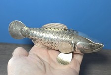 RARE Unique Vintage Articulated Silver Fish Figure Paperweight T90 107.04 grams picture