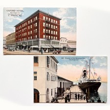 2x VTG San Diego Postcards 1910s Oxford Hotel Steamer Pier I.L. Eno Photochrome picture