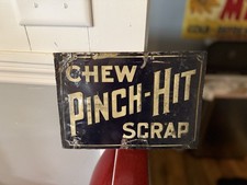 RARE Embossed Chew Pinch Hit Scrap Tin Advertising Sign picture