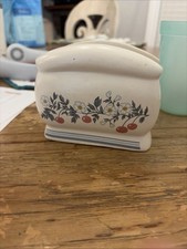 vintage 1987 mount clemens pottery daisy and cherry napkin holder picture