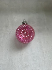 Vintage Glass Double Indent Bumpy Christmas Ornament Shiny Brite Pink 2 1/2