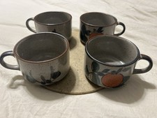 Vtg Otagiri Style New Trends Inc Japan Stoneware 70s Soup Mug Earthy 14oz Set/4 picture