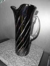 Ajka Frances Black Crystal Swirl Martini Pitcher Measures 10.2