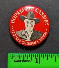 Vintage Hopalong Cassidy Cowboy Crippled Children Pinback Pin picture