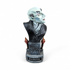Nosferatu Vampire Bust Statue Gothic Horror Resin Figure Stone Pedestal Torches picture