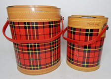 VTG 1950s Skotch Plaid Kooler 2&4 Gallon Set of 2 - No trays picture