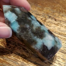 Amazonite Smokey Quartz and Purple Mica Point Tower 2.91in, 92g  picture
