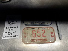 Vintage Seymour, Wisconsin Bicycle Bike Metal License Plates 1982 & 1984 picture