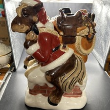 RARE Montana Lifestyles Silversmith Elmer the Horse Santa Claus Bag Cookie Jar picture
