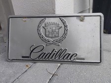 c.1980s Original Vintage Cadillac Sign Metal Embossed License Plate GM Chevy  picture
