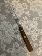 Vintage Stainless Japan Granny Fork 7.5” Wood Handle picture