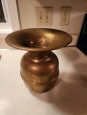 Antique 19th century brass Tobacciana spittoon heavy 9