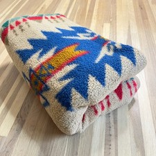 Vintage Blanket by Biederlack Reversible Geometric Made in Germany 71
