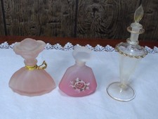 Lot Of 3 Vintage Glass Perfume Bottles -VINTAGE FROSTED PERFUME BOTTLE picture
