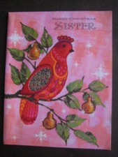 1970s vintage greeting card Gibson CHRISTMAS To Sister Partridge In a Pear Tree picture