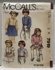 McCall’s 7919 Size 3 Shirt VINTAGE PREOWNED NEW UNUSED picture