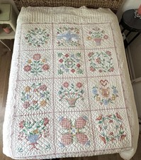 Vtg Cross Stitch Album Antique Quilt Hand Sewn Hearts Birds Flowers Cottagecore picture