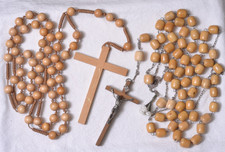 Lot of 2 Large Rosary Rosaries Wooden Beads 52