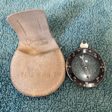 Vintage Flying W Ranch Pendant Compass 2 Sided Clear Made In Japan Leather Case picture