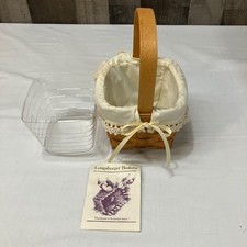 Longaberger 1993 Small Peg Basket 11452 Handwoven Wood Lace Liner & Protector picture